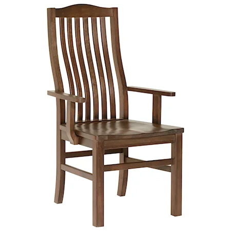 Solid Wood Cherry Vertical Slat Arm Chair